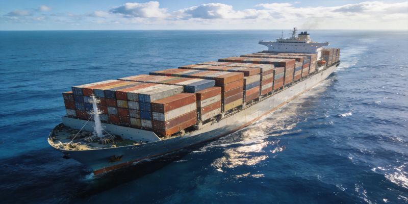 Cargo ship at sea